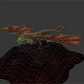 Red Dragon Game Movie Character With Large Wings Standing On Rocky Surface