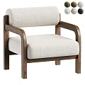 Modern Minimalist Single Chair with Wooden Frame and Light Fabric Cushion Armrest Design