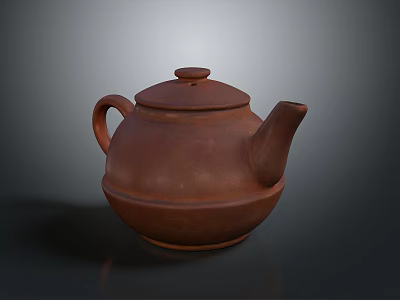 Brown Ceramic Teapot for Daily Use with Traditional Design and Smooth Handle 3d model