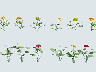 modern plants flowers plants green plants shrubs 3d model