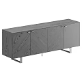 Modern Wooden Console Side Cabinet With Textured Doors Metal Legs And Storage Design