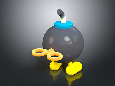 Cute Black Cartoon Doll With Blue Lid Yellow Glasses And Yellow Feet 3d model