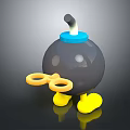 Cute Black Cartoon Doll With Blue Lid Yellow Glasses And Yellow Feet