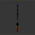 3D Rendered Pixel Style Weapons Three Different Types With Black Gray Orange On Gray Background