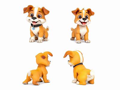 Puppy Little Yellow Dog Chinese Garden Dog Game Character Cartoon Blind Box Cartoon Dog IP 3d model