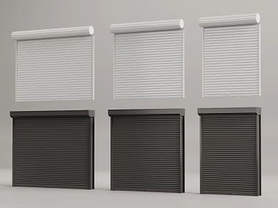White and Black Roller Shutters in Top and Bottom Rows with Simple Design 3d model