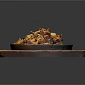 Delicious Teppanyaki Dish On Black Iron Plate With Wooden Tray And Fresh Ingredients