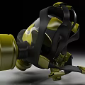 Firefighting Equipment Gas Mask With Black And Yellow Design Transparent Face Shield And Filters