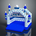 Inflatable Castle Shaped Play Equipment With Blue And White Design And Slide Entrance For Kids