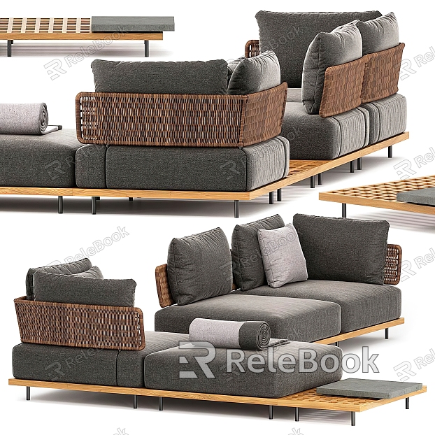 Corner Sofa Multi-person Sofa Rattan Woven Sofa Fabric Multi-person Sofa Outdoor Sofa Roll Blanket model