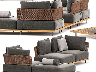 Corner Sofa Multi-person Sofa Rattan Woven Sofa Fabric Multi-person Sofa Outdoor Sofa Roll Blanket model