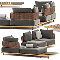 Corner Sofa Multi-person Sofa Rattan Woven Sofa Fabric Multi-person Sofa Outdoor Sofa Roll Blanket 3d model