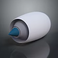 White Cylindrical Industrial Equipment With Blue Conical Tip And Smooth Surface 3d model