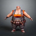 Chubby 3D Character Design With Red Hair Orange Tank Top Overalls And Tool Belt