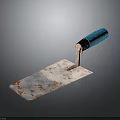 Old Rusted Trowel With Blue Handle And Metal Blade Construction Tool 3d model