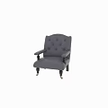 Vintage Leather Leisure Chair With Tufted Backrest Wooden Armrests And Decorative Legs