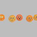 String of Orange Yellow Decorative Pom Poms With Smiley Faces For Festive Decor