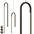 Modern U Shaped Black Metal Pendant Light With Gold Accent And LED Lighting