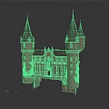Medieval Castle Architecture With Stone Towers Pointed Spires And Archway Design
