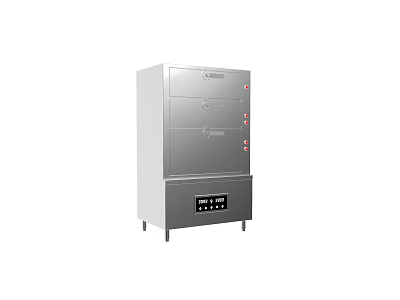 Stainless Steel Commercial Kitchen Steamer With Double Door And Control Panel 3d model