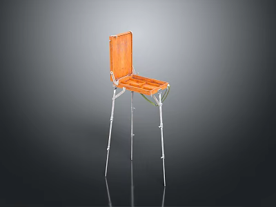 Modern Orange Wooden Chair With Wooden Seat Backrest And Metal Legs 3d model