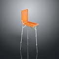 Modern Orange Wooden Chair With Wooden Seat Backrest And Metal Legs