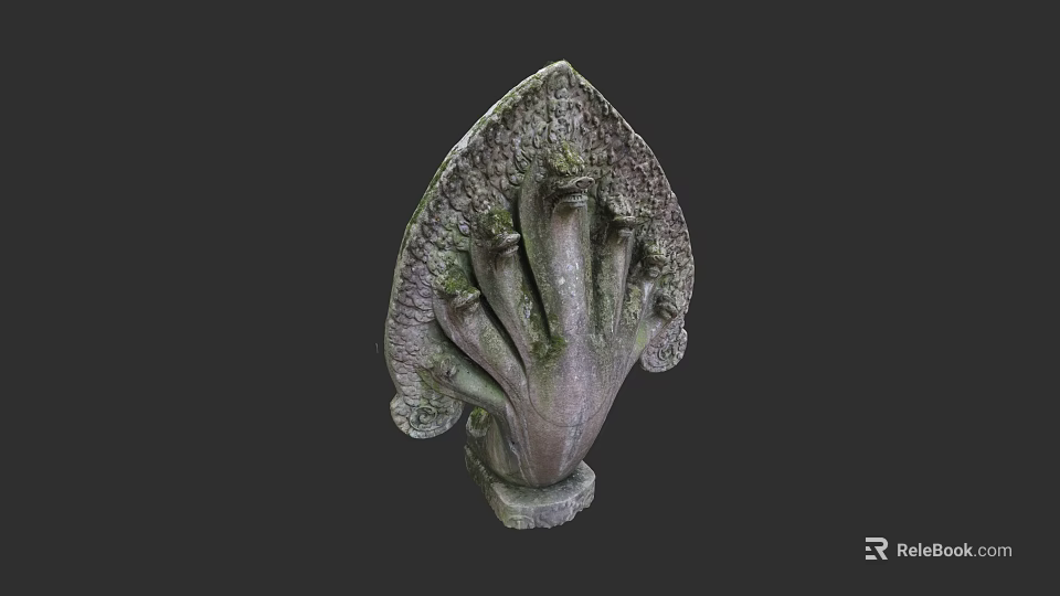 Artistic Garden Landscape Design With Intricate Stone Leaf Carving Decoration 3d model 