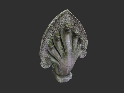 Artistic Garden Landscape Design With Intricate Stone Leaf Carving Decoration 3d model