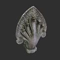 Artistic Garden Landscape Design With Intricate Stone Leaf Carving Decoration