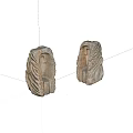 Two Carved Textured Rockery Stones With Natural Patterns For Garden Decoration
