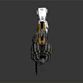 Chainsaw Weapon with Yellow Silver Parts and Serrated Blades on Gray Reflective Background