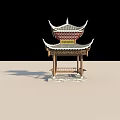 Traditional Chinese Pavilion With Multi tiered Curved Eaves Tile Roof And Wooden Frame