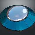 Blue Circular Decorative Structure With Fan Shaped Panels And Transparent Dome 3d model