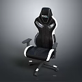 Modern Black And White Gaming Chair With Comfortable Design And Rolling Wheels 3d model