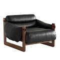 Modern Black Leather Accent Chair With Sturdy Wooden Frame And Comfortable Design