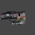 an ambulance overgrown with weeds 3d model