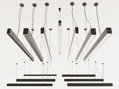 Modern Minimalist Pendant Lights With Sleek Linear Designs And Various Styles 3d model