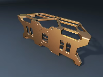 Elegant Golden Metal Door Handle With Modern Geometric Hollow Design Structure 3d model