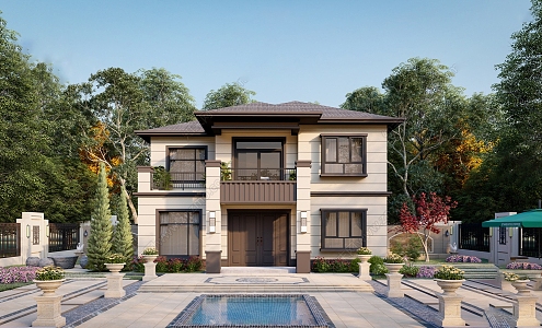 New Chinese Style Villa Homestay 3d model