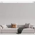 Modern White Sectional Sofa With Multiple Decorative Pillows And Throw Blanket 3d model