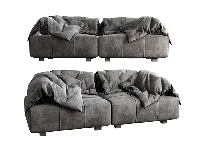 Modern Gray Two-Seater Sofa With Soft Fabric and Cozy Textured Design 3d model