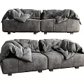 Modern Gray Two-Seater Sofa With Soft Fabric and Cozy Textured Design