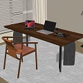 Modern Wooden Desk With Laptops Headphones Chair Floor Lamp And Blinds