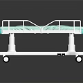 Medical Equipment Hospital Bed With White Frame Blue Mattress Side Rails And Wheels