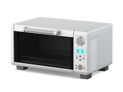 Modern Silver Countertop Oven With Digital Display Transparent Door And Knob Control 3d model