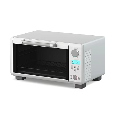 Modern Silver Countertop Oven With Digital Display Transparent Door And Knob Control 3d model