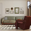 Warm Mid Century Living Dining Room Interior Design With Cat Tree And Comfortable Lounge Chair