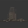 Collapsed Concrete Building Ruins With Fallen Floors Rubble And Debris 3d model