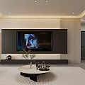 Modern Living Room Interior Design With Black Sofa Beige Armchair And Round Coffee Table