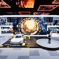 Futuristic Exhibition Hall Design With Hi tech Booths Screens And Interactive Lighting